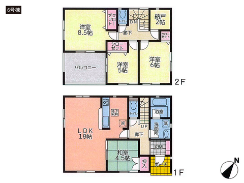 岡山県倉敷市児島下の町の新築 一戸建て分譲住宅の間取り図