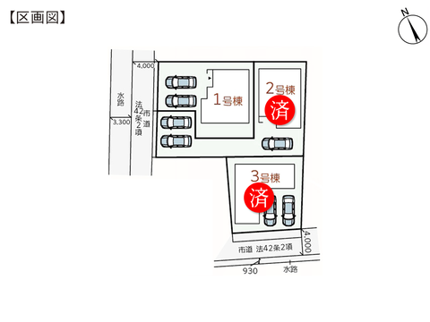 倉敷市玉島上成の新築 一戸建て分譲住宅の区画図