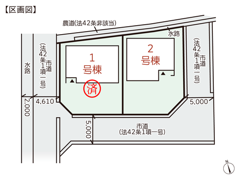 岡山県瀬戸内市邑久町山田庄の新築 一戸建て分譲住宅の区画図