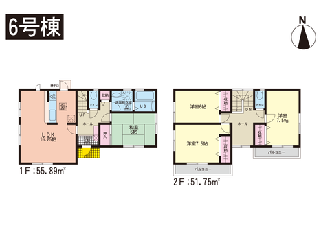 岡山県岡山市中区土田の新築 一戸建て分譲住宅の間取り図