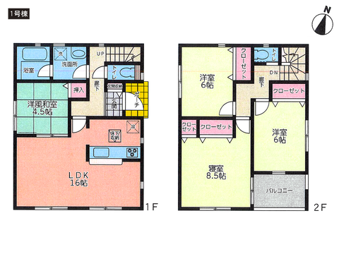 岡山市北区牟佐の新築 一戸建て分譲住宅の間取り図