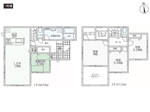 倉敷市大島の新築 一戸建て分譲住宅の間取り図