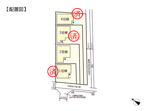 岡山市北区西辛川の新築 一戸建て分譲住宅の区画図