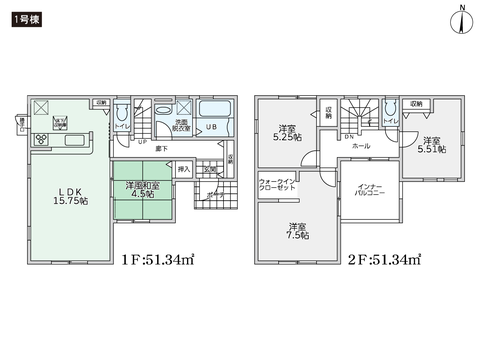 倉敷市浜ノ茶屋の新築 一戸建て分譲住宅の間取り図