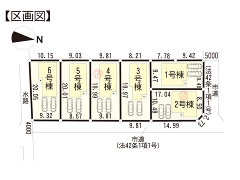 岡山市中区土田の新築 一戸建て分譲住宅の区画図