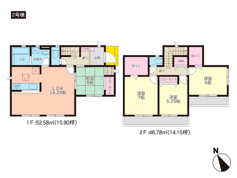 岡山県岡山市南区宗津の新築 一戸建て分譲住宅の間取り図