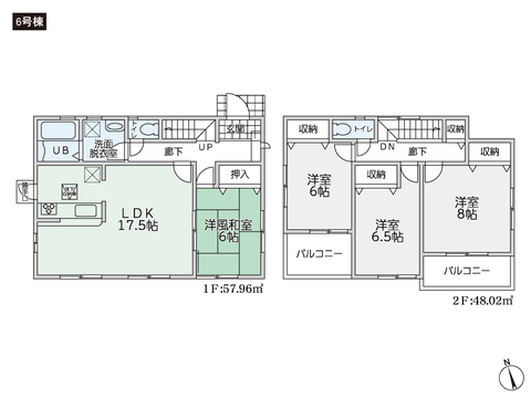 岡山県倉敷市片島町の新築 一戸建て分譲住宅の間取り図