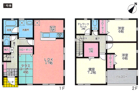 玉野市八浜町大崎の新築 一戸建て分譲住宅の間取り図