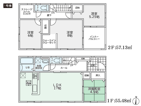 岡山県倉敷市羽島の新築 一戸建て分譲住宅の間取り図