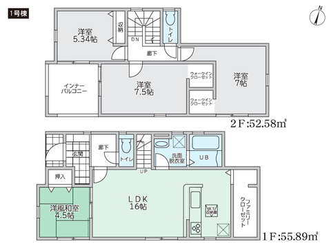 総社市総社の新築 一戸建て分譲住宅の間取り図