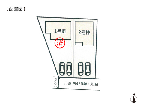 岡山県岡山市東区西大寺中野の新築 一戸建て分譲住宅の区画図