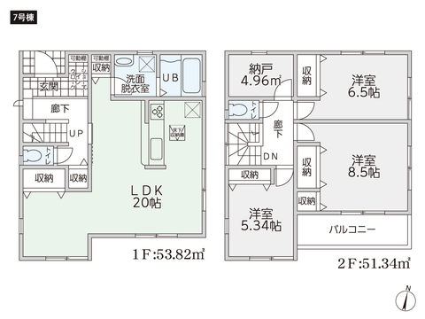 岡山県岡山市南区福吉町の新築 一戸建て分譲住宅の間取り図