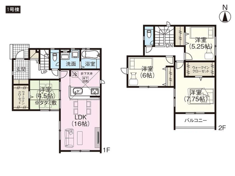 岡山市中区海吉の新築 一戸建て分譲住宅の間取り図