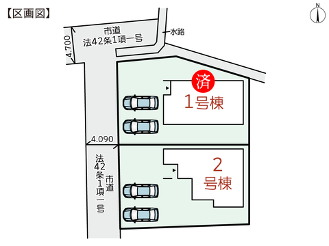 倉敷市浜町の新築 一戸建て分譲住宅の区画図