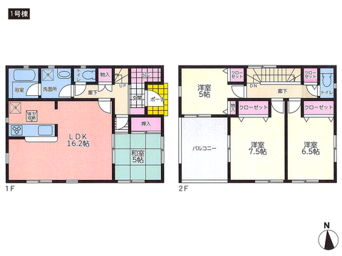 岡山県倉敷市中畝の新築 一戸建て分譲住宅の間取り図