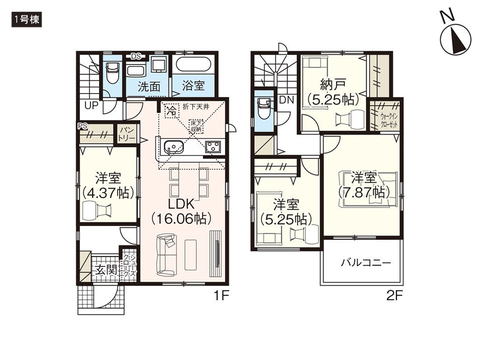 岡山市南区築港緑町の新築 一戸建て分譲住宅の間取り図