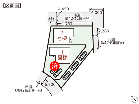 岡山県倉敷市東粒浦の新築 一戸建て分譲住宅の区画図