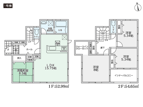 倉敷市水島川崎通の新築 一戸建て分譲住宅の間取り図