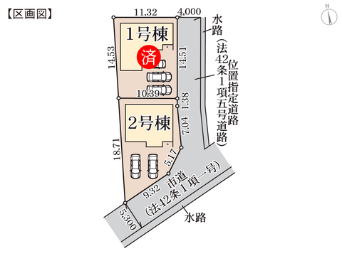 倉敷市中島の新築 一戸建て分譲住宅の区画図