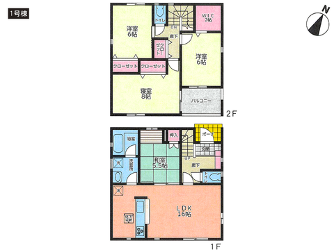 倉敷市林の新築 一戸建て分譲住宅の間取り図