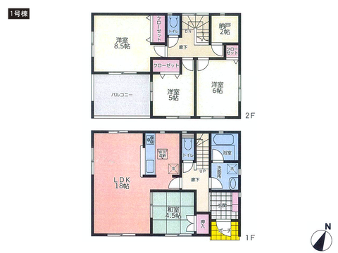 岡山県倉敷市児島田の口の新築 一戸建て分譲住宅の間取り図