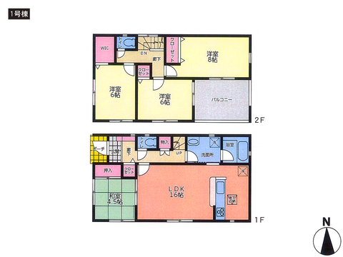 岡山県岡山市中区神下の新築 一戸建て分譲住宅の間取り図