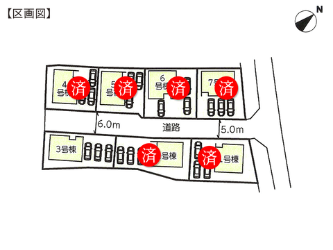 玉野市槌ケ原の新築 一戸建て分譲住宅の区画図