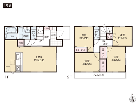 岡山県岡山市中区関の新築 一戸建て分譲住宅の間取り図