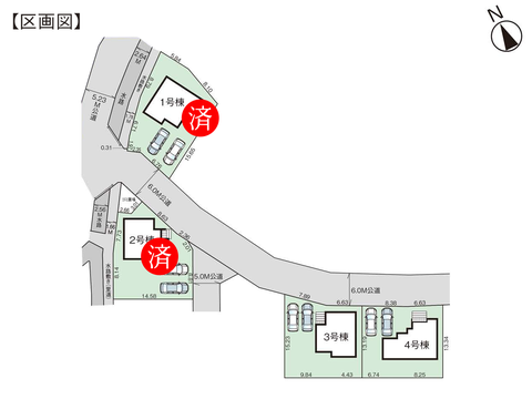玉野市長尾の新築 一戸建て分譲住宅の区画図