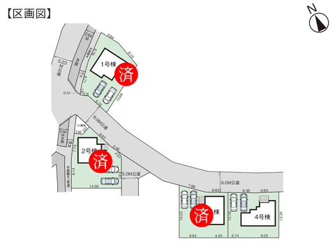 玉野市長尾の新築 一戸建て分譲住宅の区画図