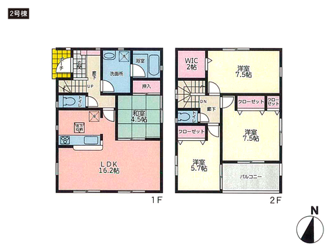 岡山県倉敷市児島下の町の新築 一戸建て分譲住宅の間取り図