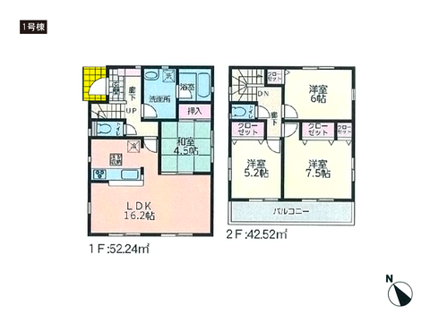 岡山市南区迫川の新築 一戸建て分譲住宅の間取り図