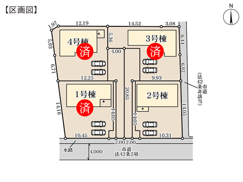 倉敷市加須山の新築 一戸建て分譲住宅の区画図