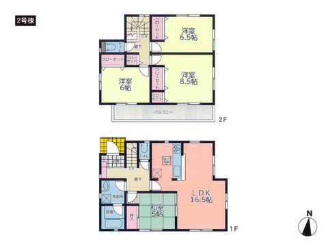 岡山県岡山市北区原の新築 一戸建て分譲住宅の間取り図