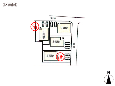 岡山県倉敷市中畝の新築 一戸建て分譲住宅の区画図