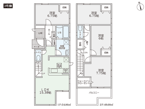 岡山市中区小橋町の新築 一戸建て分譲住宅の間取り図