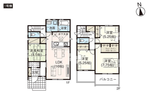 岡山市中区雄町の新築 一戸建て分譲住宅の間取り図