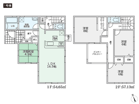 岡山県倉敷市水島北春日町の新築 一戸建て分譲住宅の間取り図