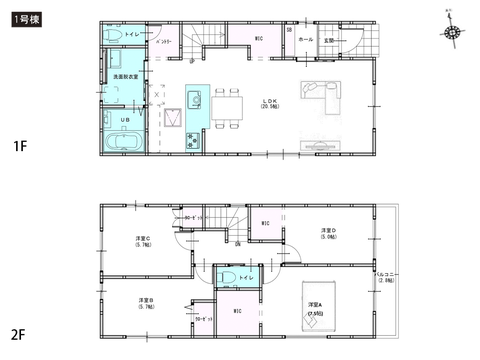 岡山市中区雄町の新築 一戸建て分譲住宅の間取り図