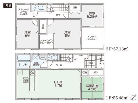 岡山県倉敷市福田町福田の新築 一戸建て分譲住宅の間取り図