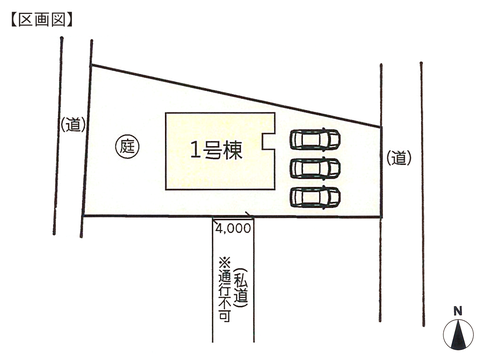 岡山県瀬戸内市長船町福里の新築 一戸建て分譲住宅の区画図