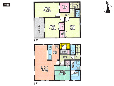 瀬戸内市長船町八日市の新築 一戸建て分譲住宅の間取り図