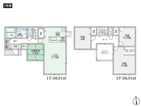 岡山県総社市清音上中島の新築 一戸建て分譲住宅の間取り図