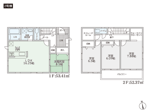 岡山県岡山市南区千鳥町の新築 一戸建て分譲住宅の間取り図