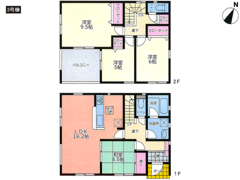 岡山県岡山市南区植松の新築 一戸建て分譲住宅の間取り図