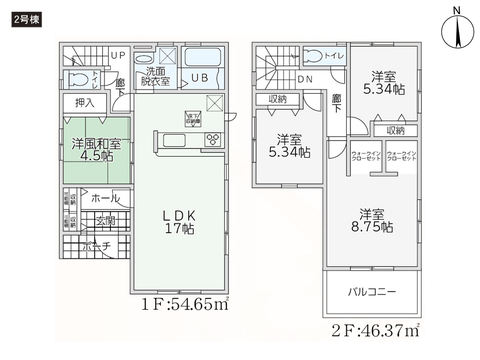 総社市駅南の新築 一戸建て分譲住宅の間取り図