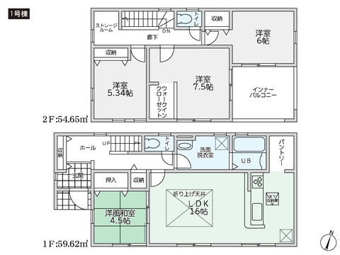 岡山県倉敷市児島稗田町の新築 一戸建て分譲住宅の間取り図