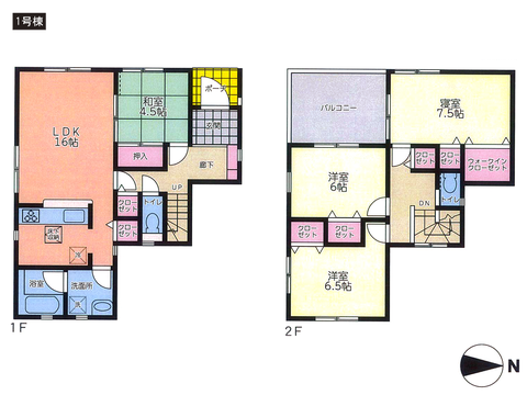 岡山県岡山市中区関の新築 一戸建て分譲住宅の間取り図