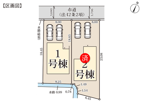 岡山市北区一宮の新築 一戸建て分譲住宅の区画図
