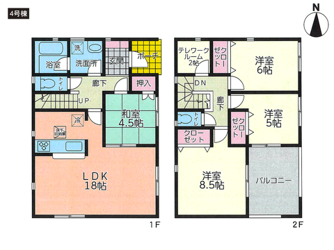 瀬戸内市長船町服部の新築 一戸建て分譲住宅の間取り図